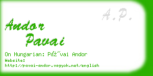 andor pavai business card